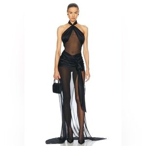 NWT Mirror Palais Bow Wrap Dress in Noir size XS